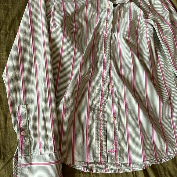 AE blouse green pink stripes sz 4 - Picture 4 of 5